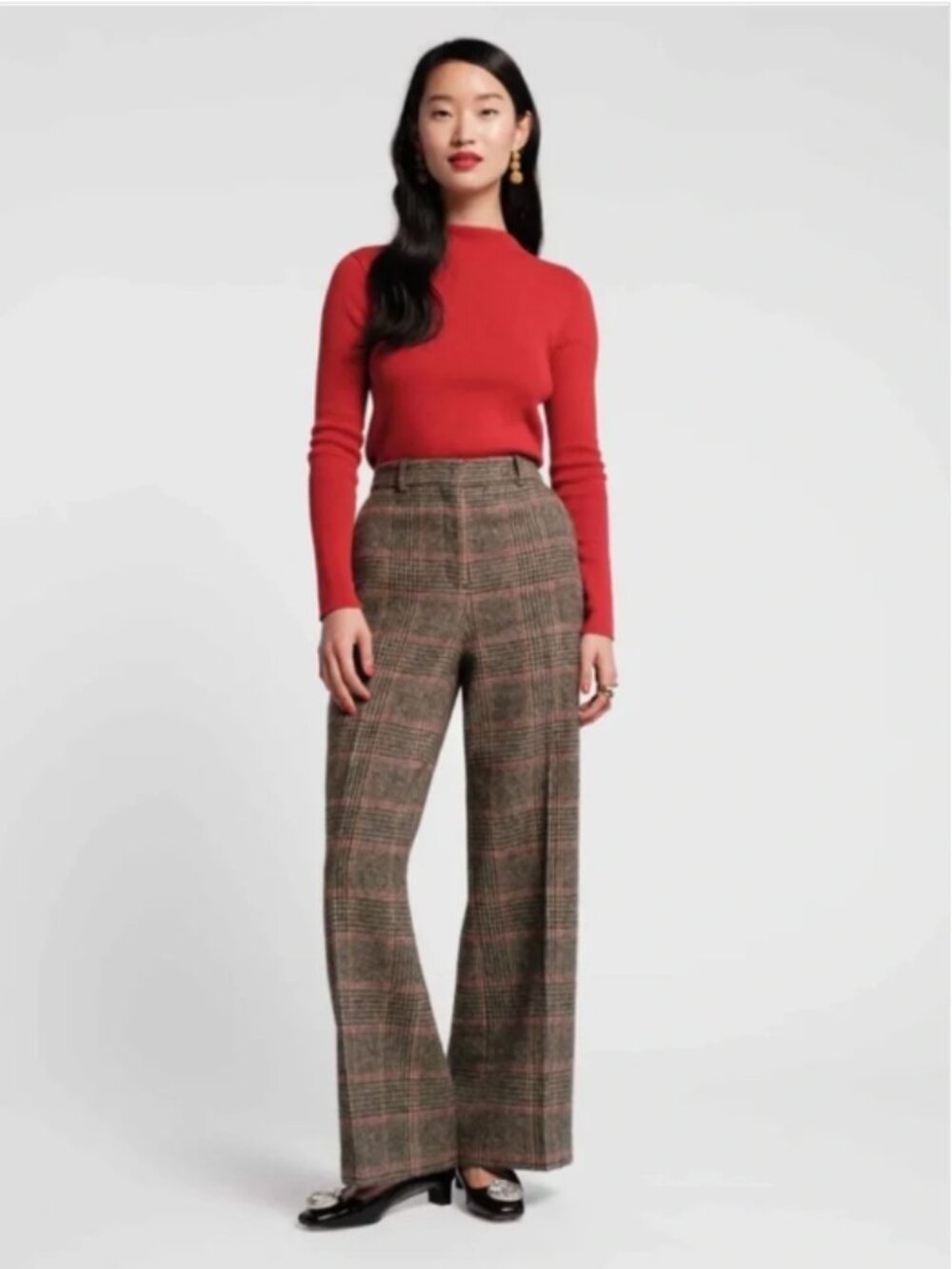 NWT FRANCES VALENTINE Thomas Pant 100% Wool Newbury Plaid High Rise Size 0